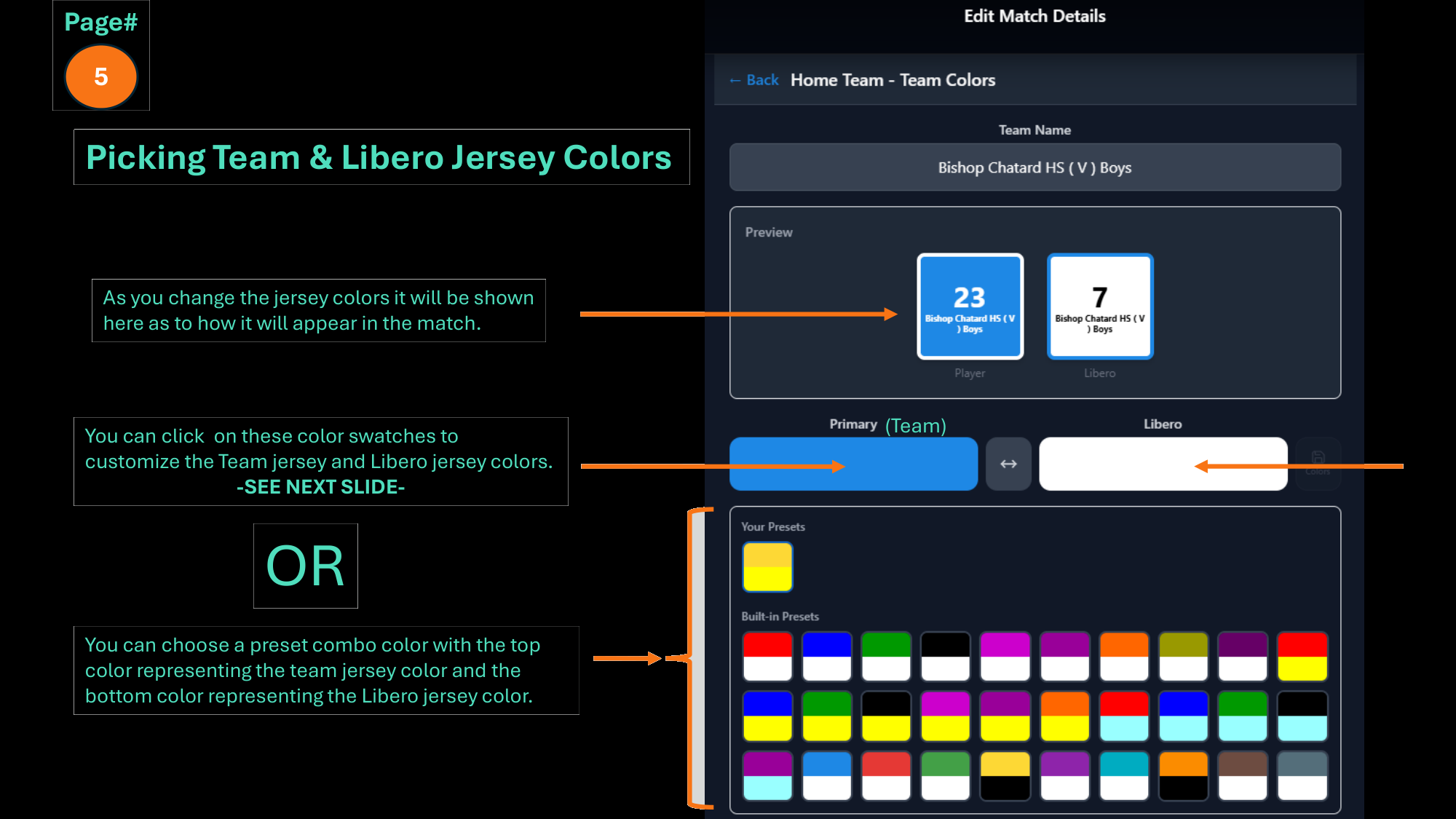 Jersey color selection
